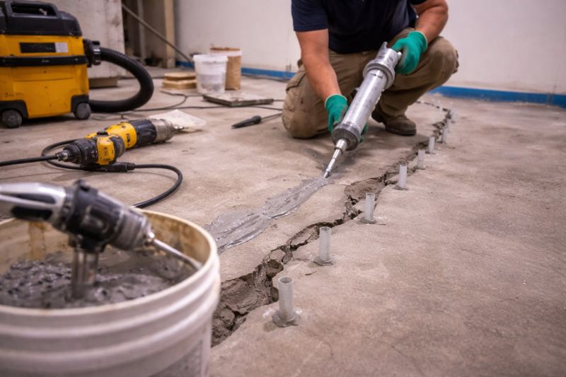 Cracked Basement Floor Repair in Cass County, MO