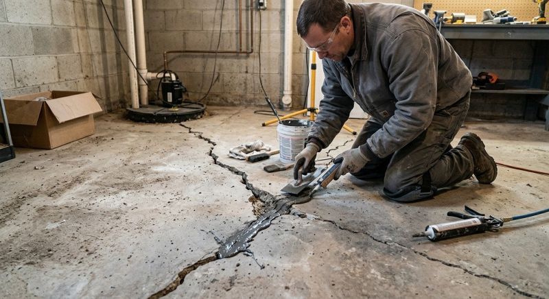 Cracked Basement Floor Repair in Cass County, MO